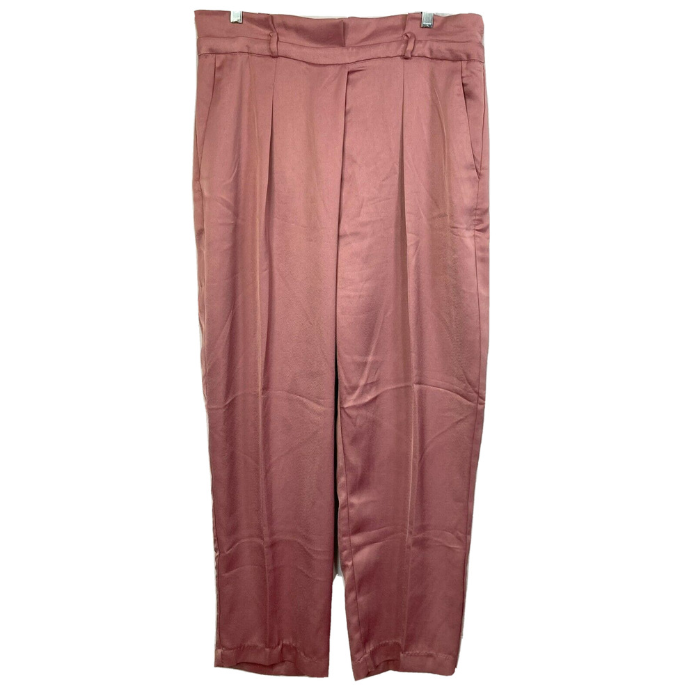 Gibson Latimer Pants Womens Sz‎ 12 Pink Satin Dress High Waist Pleated Back Zip